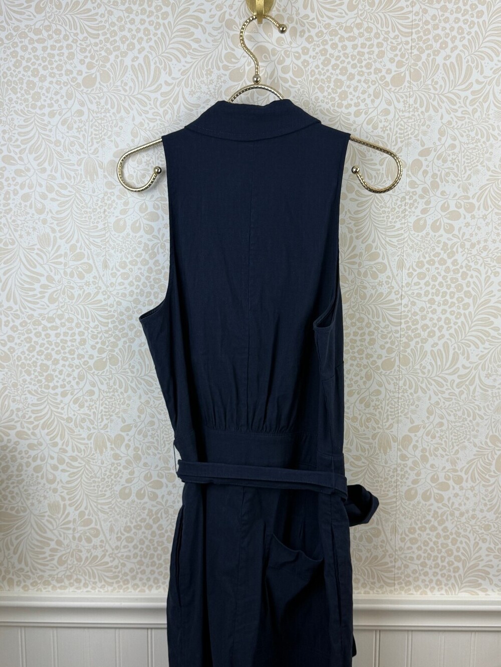 Maeve by Anthropologie Navy Halter Button-Front Sleeveless Jumpsuit - Size - 12 - Picture 9 of 11